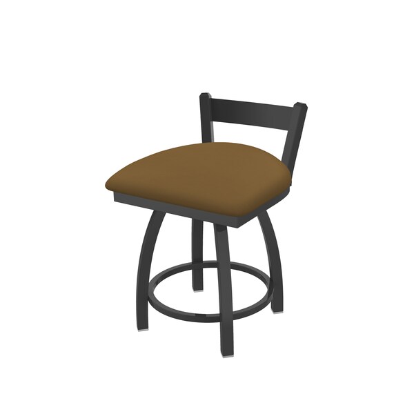 18" Low Back Swivel Vanity Stool, Pewter Finish, Canter Saddle Seat